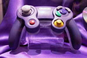 A prototype GameCube controller with no D-pad.